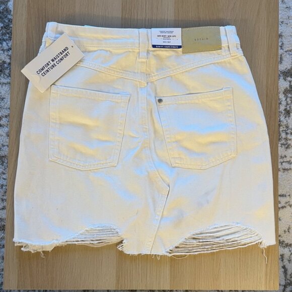 White Denim High Waisted Skirt - Picture 3 of 4